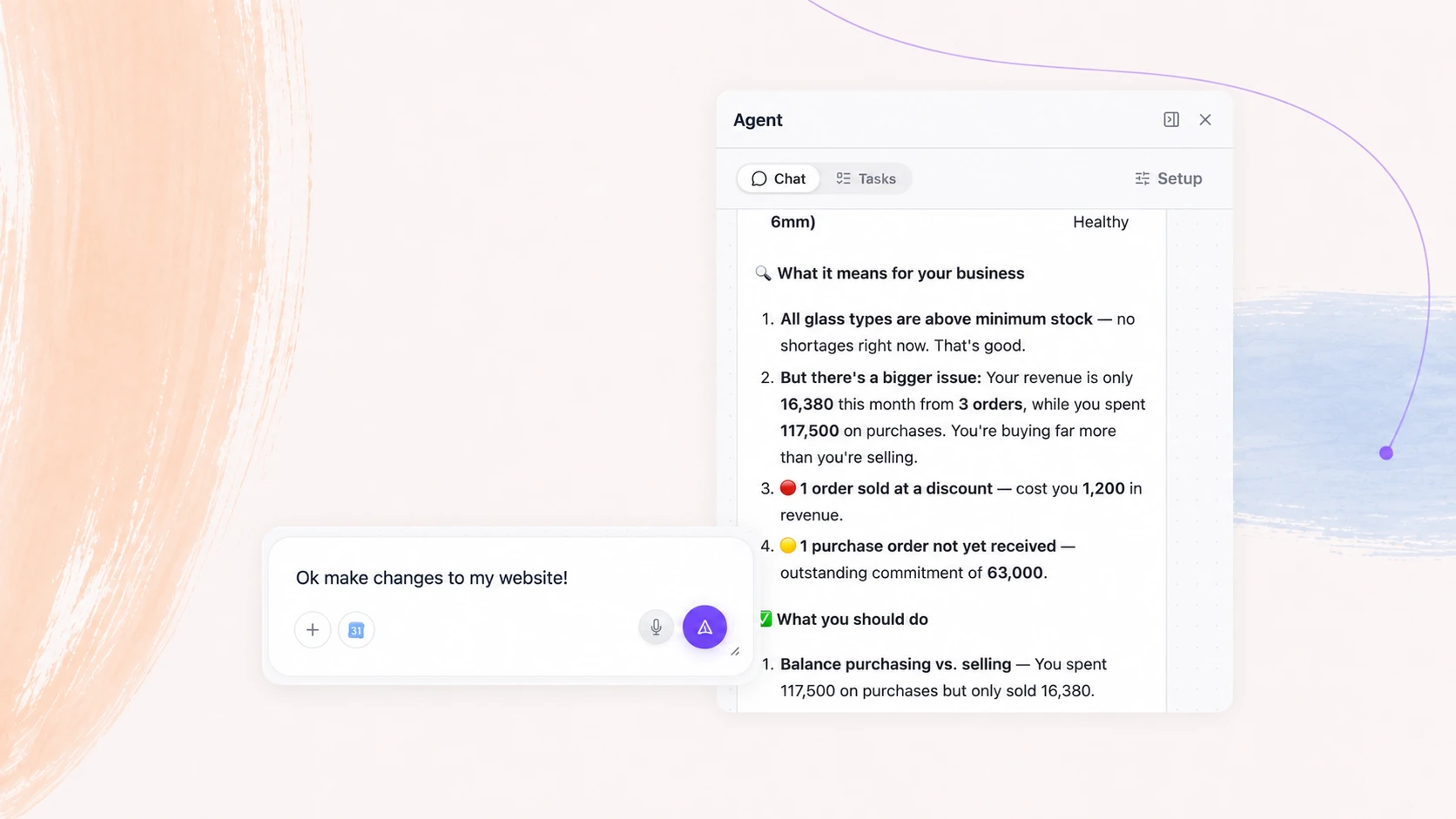 The agent using tools to add new cards to the dashboard on request